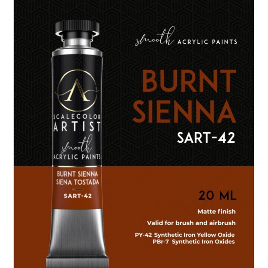 Burnt Sienna (20ml Tube) - Artist Range Smooth Acrylic Paint