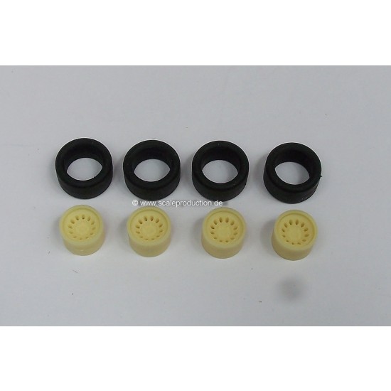 1/24 Campagnolo 13" Wheels and Tyres Set (4 Wheels + 4 Tyres)