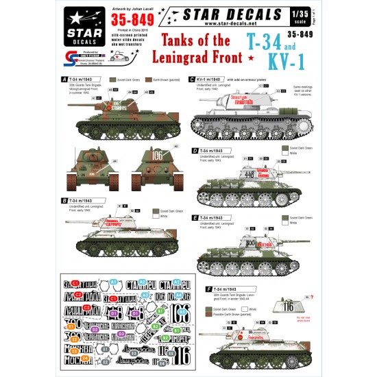 1/35 Decals for Tanks of the Leningrad Front T-34 and KV-1