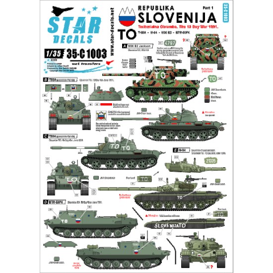 1/35 Decals for Slovenija #1 - TO (Territorian Obramba) The Ten-Day-War 1991