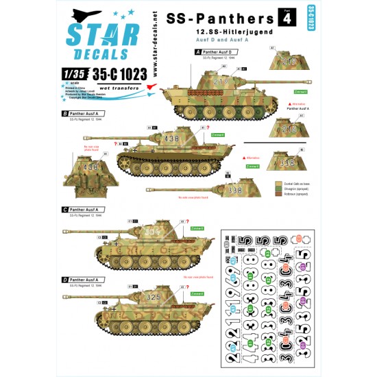 1/35 Decals for SS-Panthers #4 - Ausf.A/D 12.SS-Hitlerjugend in France and Belgium