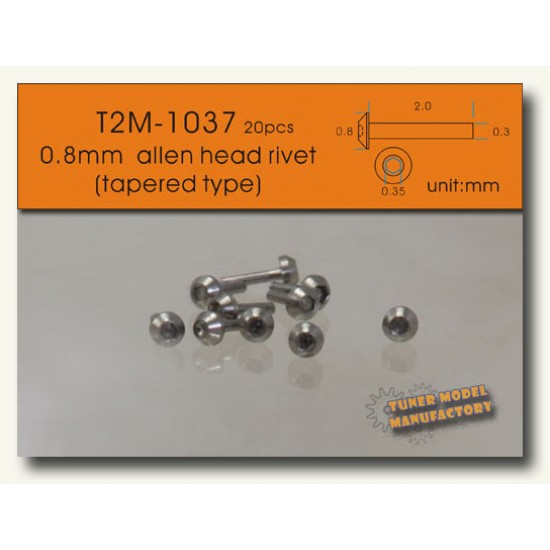 0.8mm Tapered Type Allen Head Rivets (20pcs)