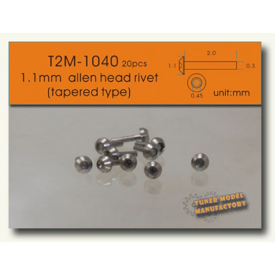 1.1mm Tapered Type Allen Head Rivets (20pcs)