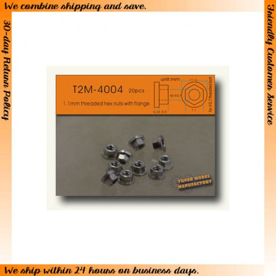 1.1mm Threaded Hex Nuts w/Flange suit for 0.7mm bolt (20pcs)