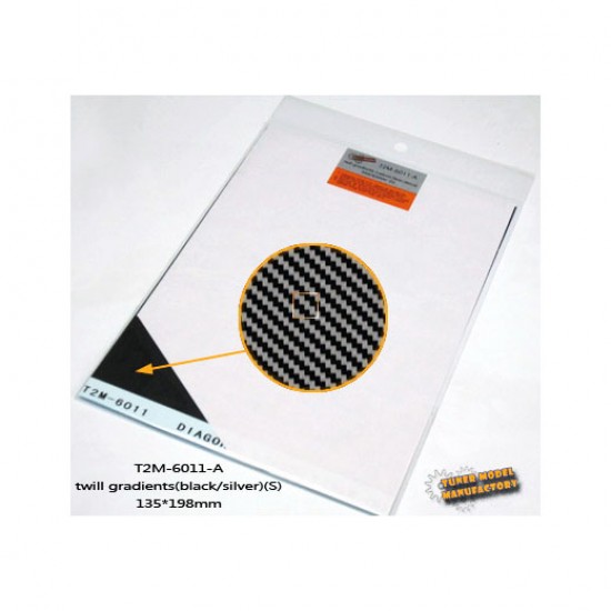 Gradients Twill Carbon Fiber (S) Silver/Black (Size: 135mm x 198mm)