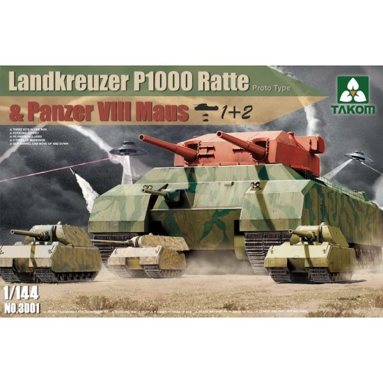 1/144 WWII Landkreuzer P1000 Ratte (Prototype) & Panzer VIII Maus [2 in 1]