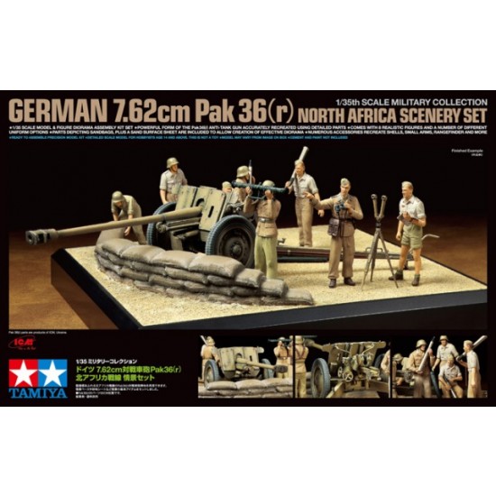 1/35 German 7.62cm Pak 36(r) - North Africa Scenery Set w/8 figures & Base