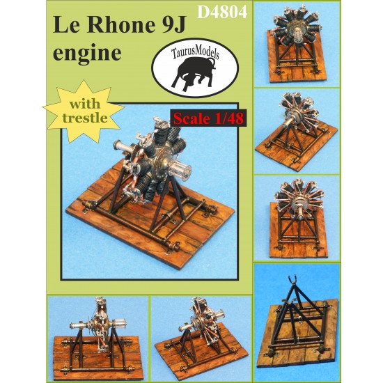 1/48 French Le Rhone 9J 110 hp 9-Cylinder Air-Cooled Rotary Engine with Repair Trestle