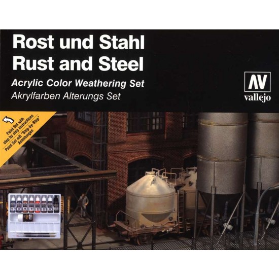Model Colour Rust and Steel Paint Set (7x 17ml Paints, 1 Pigment, 1 Wash & 2 Brushes)