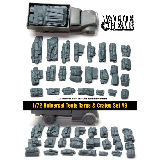 1/72 Universal Tents, Tarps & Crates Set #3 (24 pieces)