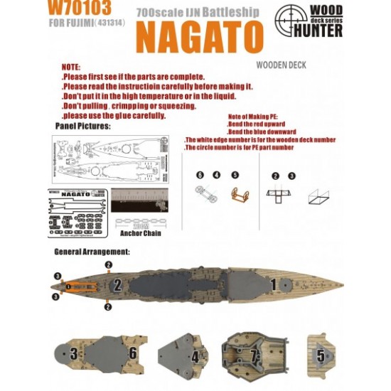 1/700 IJN Battleship Nagato Wooden Deck for Fujimi kit #431314