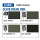 Mr Color Modulation Paint Set - Olive Drab Colour (4x 18ml)