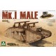 1/35 WWI Heavy Battle Tank Mk.I Male with Sponson Crane & Flat Trailer (2 in 1)