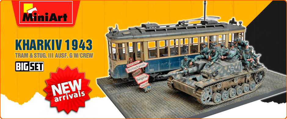 MiniArt 36067 1/35 Kharkiv 1943: Tram & Stug. III Ausf. G with Crew. BIG SET