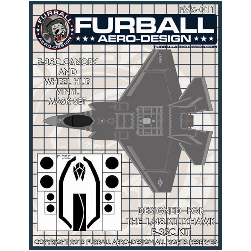 Furball 1/48 F-35C Lightning II Canopy & Wheel Hubs Masking for Kittyhawk Kits 