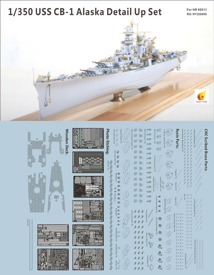 Very Fire PE 1/350 USS CB-1 Alaska detail up set for Hobbyboss 86513 VF350006
