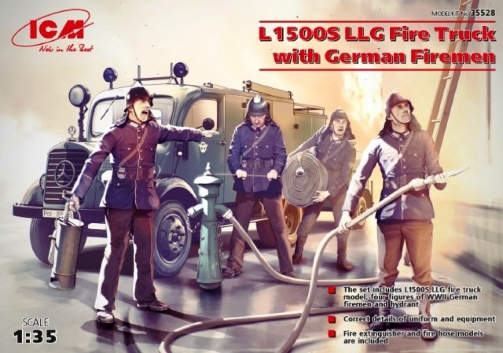 1/35 L1500S LLG Fire Truck with German Firemen (1 Model kit with 4 Figures)