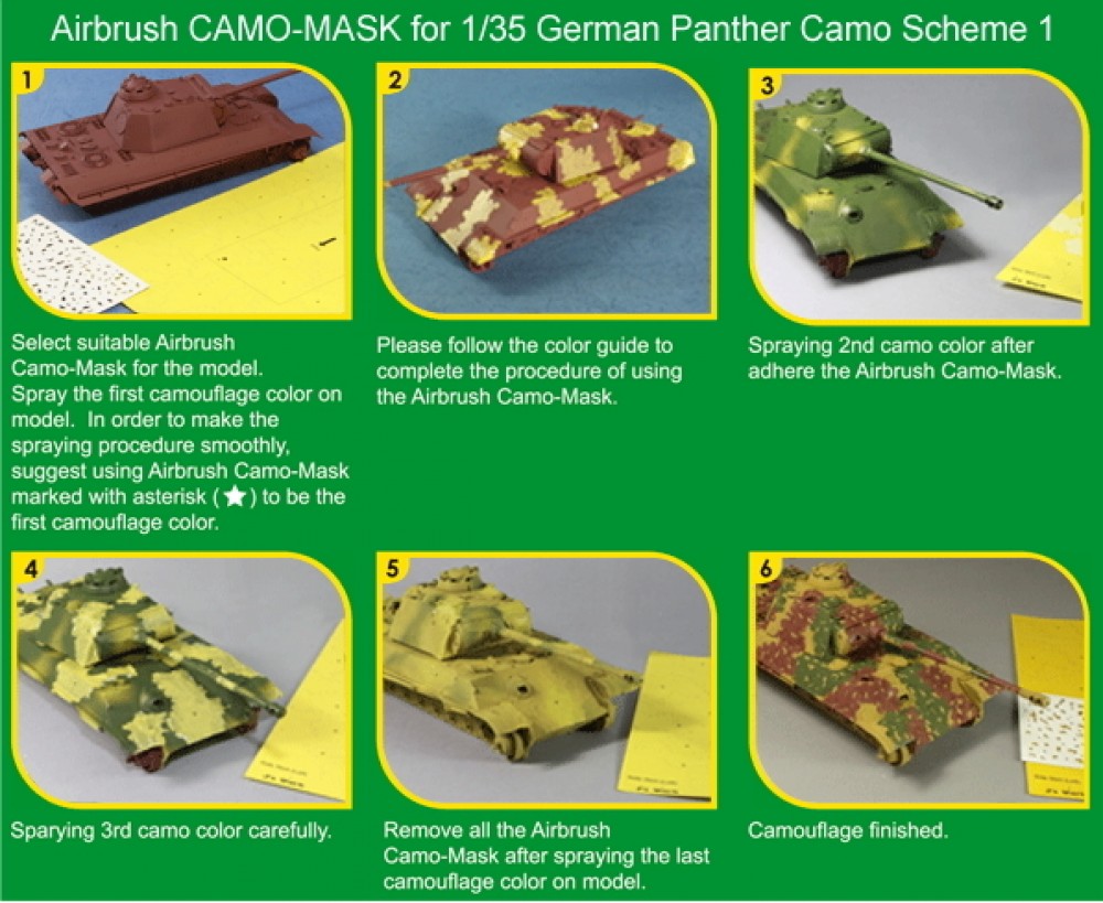 Airbrush CamoMask for 1/35 German Panther Camouflage Scheme 1