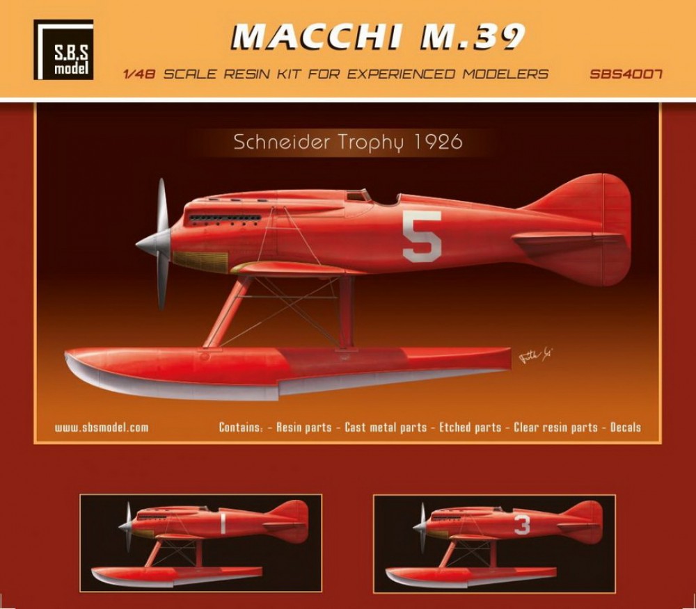 1/48 Macchi M.39 Racing Seaplane Resin kit - SBS4007