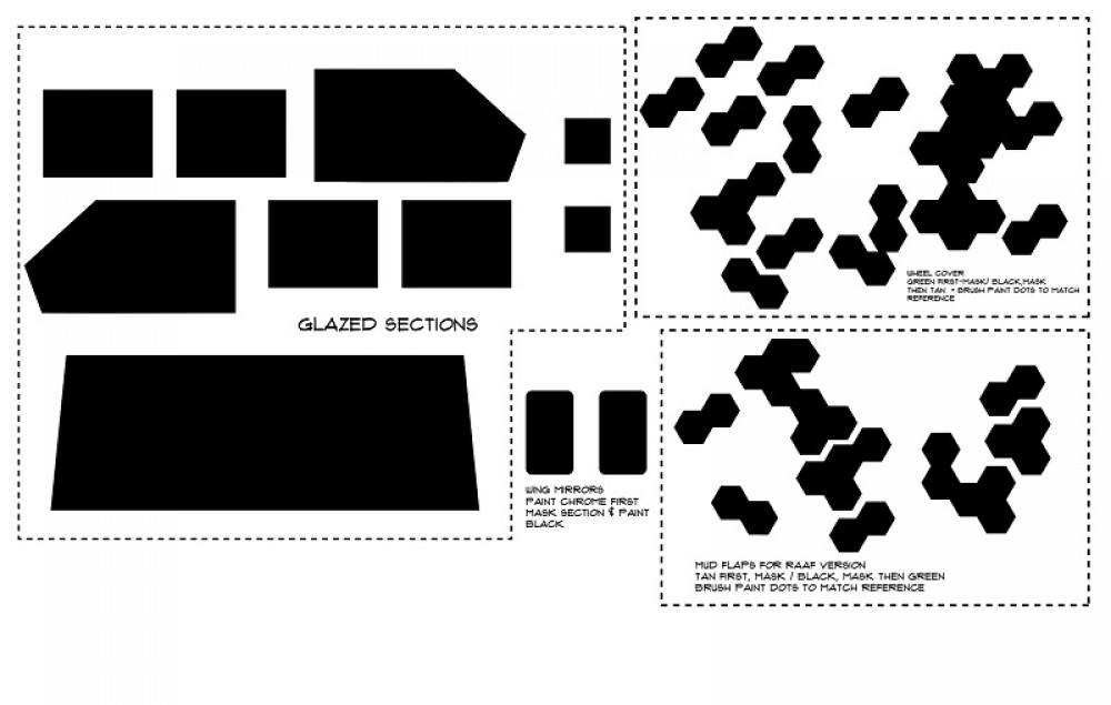 1/72 Bushmaster Spare Wheel Cover & Rear Mud Flaps Masking (hexagonal ...