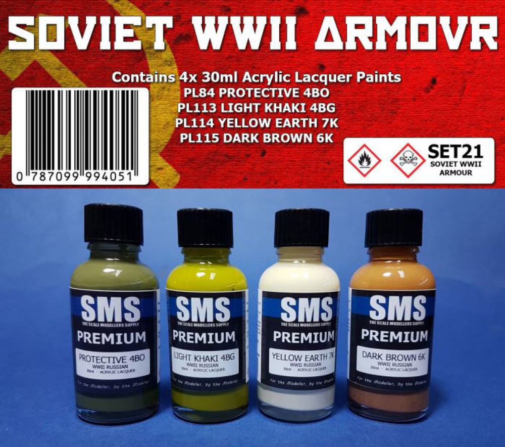 Acrylic Lacquer Paint Set - WWII Soviet Armour Colour (4x 30ml)