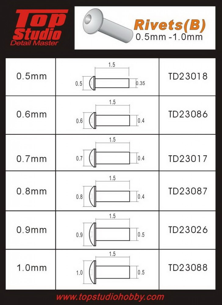 0.6mm Rivets (B) (20pcs)
