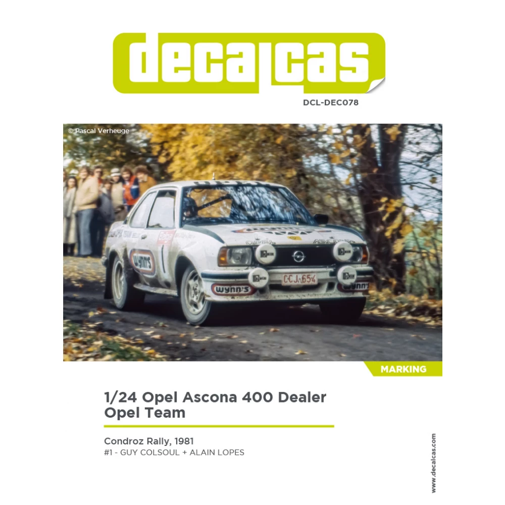 1:24 Opel Ascona 400 Dealer Opel Team Sponsored by Wynn Marking Decal for Belkits