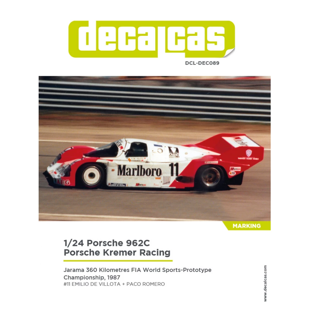 1:24 Porsche 962C Kremer Racing Marlboro 1987 Marking Decal for Tamiya kit