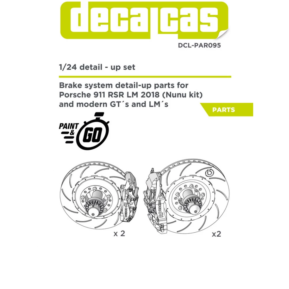 1:24 Porsche 911 991 GT3 RSR - 2018 Brakes for Decalcas #DCL-PAR094, Nunu #24040