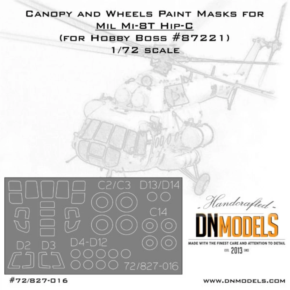 1:72 Mil Mi-8/Mi-17 Hip Helicopter Canopy + Wheels Paint Masks for HobbyBoss 87221/87208