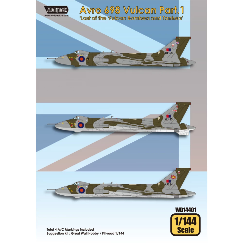 1:144 Avro 698 Vulcan Decals Part.1 for Great Wall Hobby / Pit-Road kit