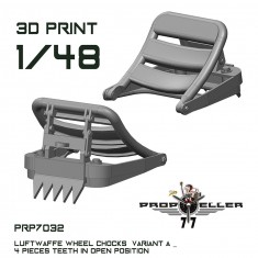 1/48 Luftwaffe Wheel Chocks Variant B Open Teeth (4pcs)