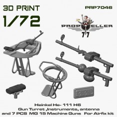 1/72 Heinkel He 111H-6 Gun Turret, Instruments, Antenna and MG 15 Guns for Airfix Kit