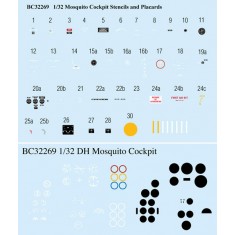 1/32 Mosquito Cockpit Stencils and Placards Decals