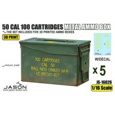 1/16 50 Cal 100 Cartridges Metal Ammo Box