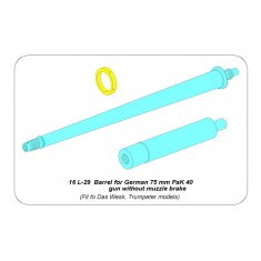1/16 75mm PaK 40 Gun Barrel without Muzzle Brake for Das Werk/Trumpeter kit