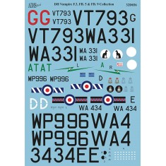 1/32 de Havilland Vampire F.3, FB.5, FB.9 Decals Collection for Infinity models