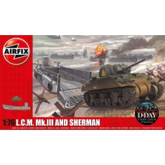 1/76 WWII US Navy LCM MK.III Landing Craft and Sherman Tank