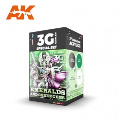 Acrylic Paint 3G Set for Wargame - Emeralds & Green Gems (4x 17ml)