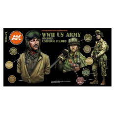 Acrylic Paint (3rd Generation) Set for Figures - WWII US Uniforms 3G (6x 17ml)