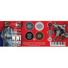 Acrylic Paint (3rd Generation) Set for Figures - WWI French Uniforms 3G (4x 17ml)