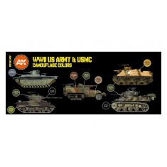 Acrylic Paint (3rd Generation) Set for AFV US Army & USMC Camouflage Colours 3G (8x17ml)