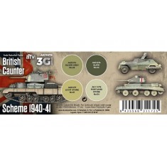Acrylic Paint (3rd Generation) Set for AFV - British Caunter Scheme 1940-1941 (4x 17ml)