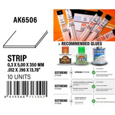 Styrene Strips 0.30 x 5.00 x 350mm (10pcs)