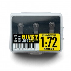 Rivet Marking Set for Scales 1/72, 1/76 (3 Sizes: 0.35, 0.4, 0.45 mm)