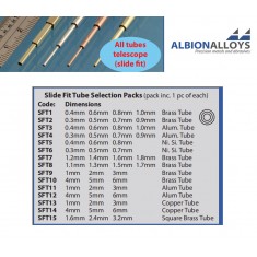 Brass Tube #Dia. 1.1mm, 1.3mm, 1.5mm, 1.7mm, L: 305mm (pack inc. 1 pc of each type)