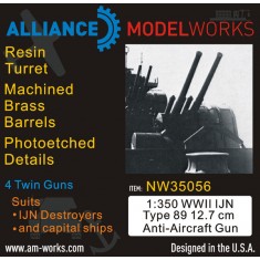 1/350 WWII IJN Type 89 12.7cm Anti-Aircraft AA Gun