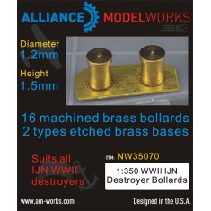 1/350 WWII IJN Destroyer Bollards (D: 1.2mm, H: 1.5mm)(16 Machined Brass Bollards)