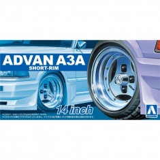 1/24 14inch Advan A3A Short-Rim Wheels and Tyres Set