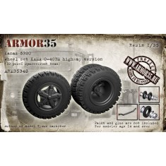 1/35 Kamaz 5320 KAMA 0-40BM Wheels set Highway Version (10pcs, 1 spare & front beam)